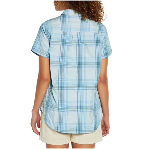 NEW Eddie Bauer Adventure Shirt Women’s XL Short Sleeve Blue White Plaid NWT - Picture 2 of 15